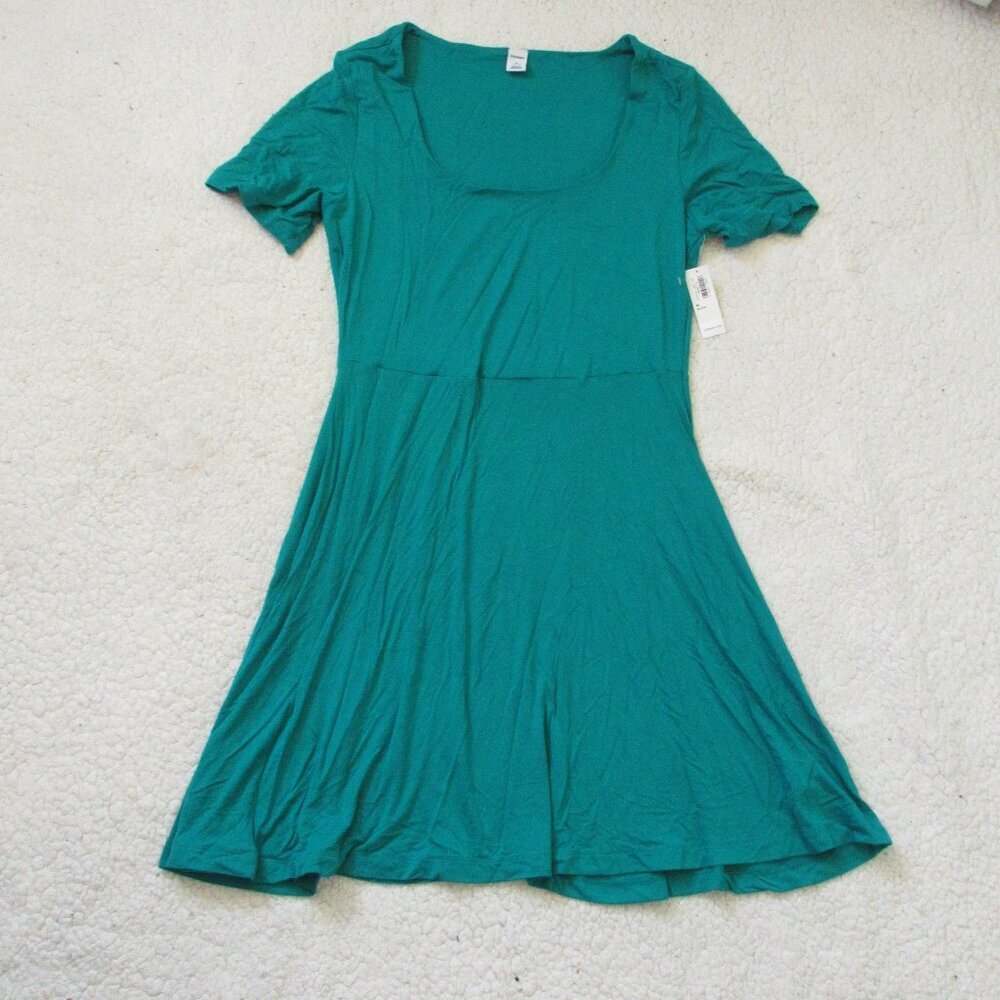 Old Navy Women's Teal Short Sleeve Fit and Flare Dress Size Medium Petite NWT